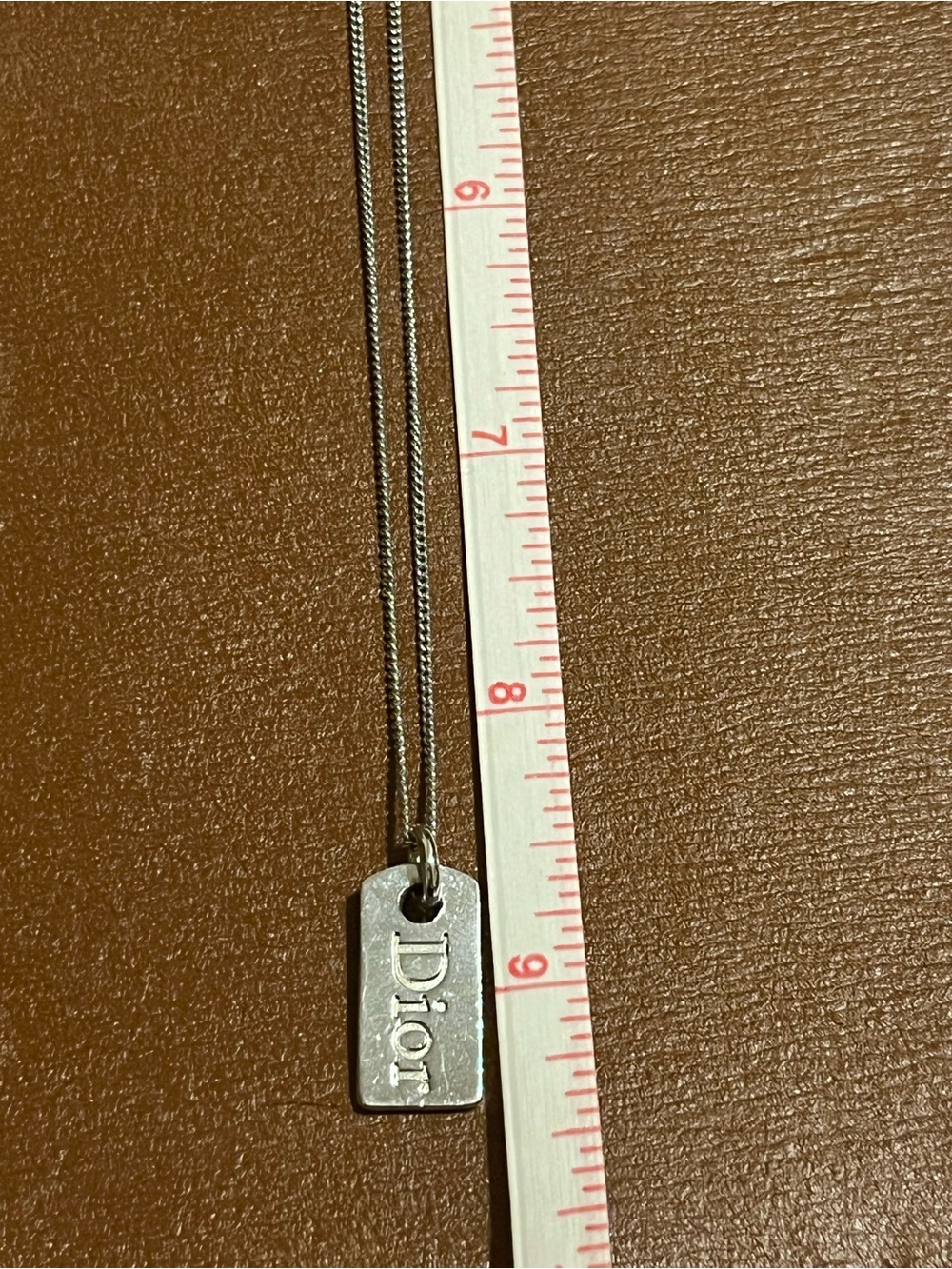 DIOR Silver Logo Tag Necklace - Picture 5 of 5
